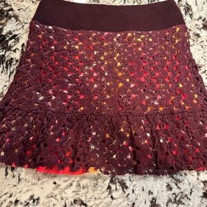 Free People Burgundy Lace Mini Skirt